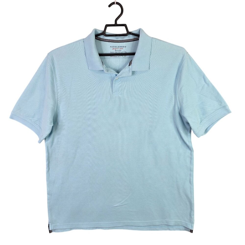 Mens Saddlebred Blue Perfect Polo Short Sleeve Cotton Blend Big & Tall Size XLT